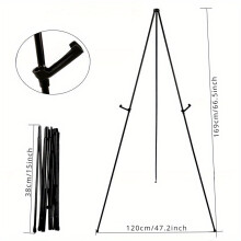 (Black) 170.18cm Easel Stand For Display, Portable Foldable Metal Easel
