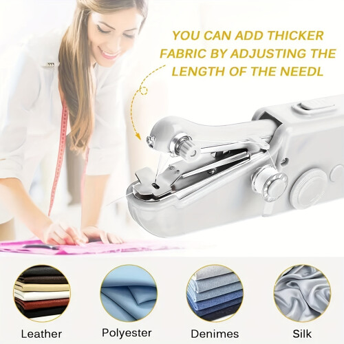 (White-1pc) Handheld Sewing Machine Mini Sewing Machines, Portable Sewing Machine Quick 1