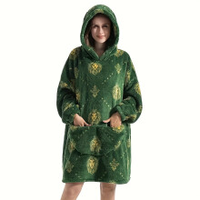 (Green - Lion, Adult One Size Fits All) Home Wearable Lazy Blanket Hooded Cold Wear Outdoor Cold Clothes Lazy Sweatshirt