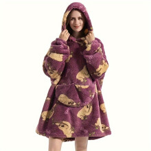 (Sloth, Adult One Size Fits All) Home Wearable Lazy Blanket Hooded Cold Wear Outdoor Cold Clothes Lazy Sweatshirt