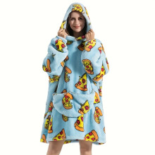 (Pizza, Adult One Size Fits All) Home Wearable Lazy Blanket Hooded Cold Wear Outdoor Cold Clothes Lazy Sweatshirt