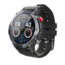 (Black) Alloy Military Style Waterproof with Touch Screen Display Smart Watch for Men IOS & Android
