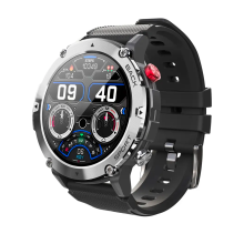 (Silver) Alloy Military Style Waterproof with Touch Screen Display Smart Watch for Men IOS & Android