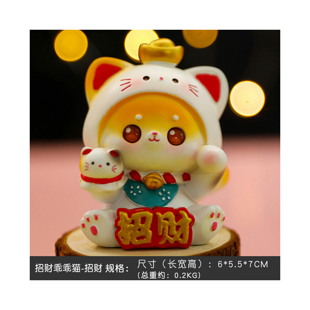 (Calle, About 6*5.5*7) Cartoon Cute Fortune Cat Good Luck Sucking Gold Peach Blossom Center Console Decorative Home Desktop Decoration Small Decoratio