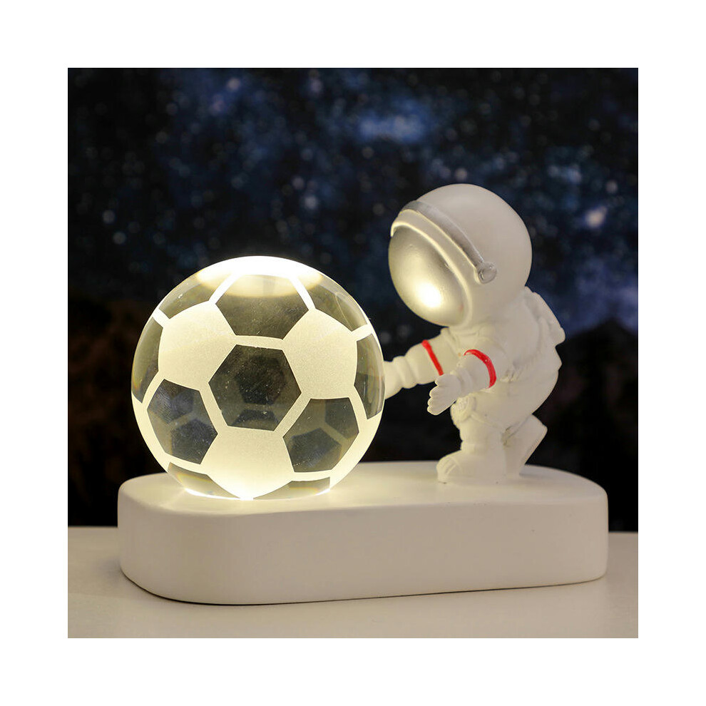 (Love astronaut football (natural light)) Creative Astronaut's Night Lantern Crystal Ball Lights Light Desktop Small Locker Room Decoration Birthday G