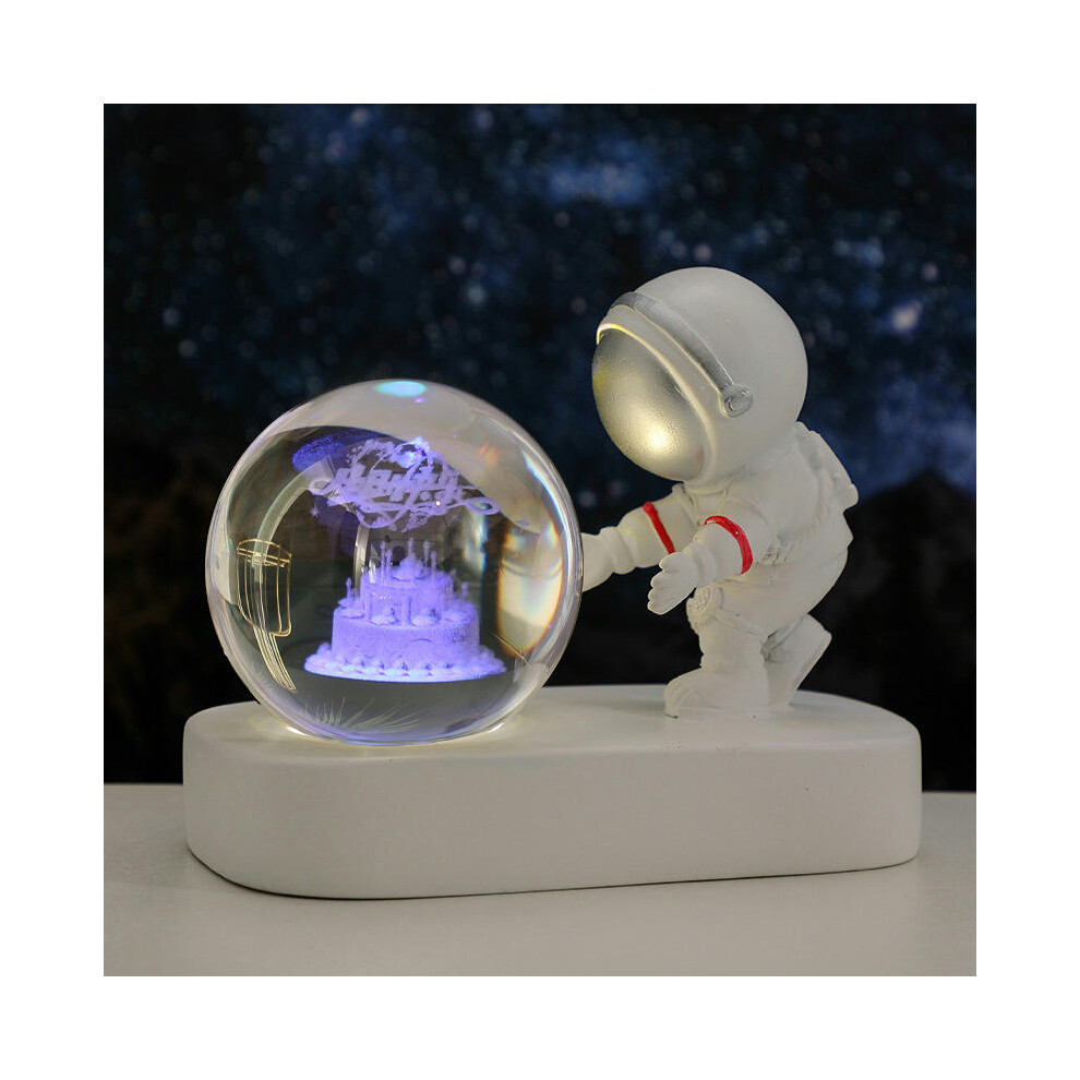 (Happy birthday to love astronauts (colorful)) Creative Astronaut's Night Lantern Crystal Ball Lights Light Desktop Small Locker Room Decoration Birth