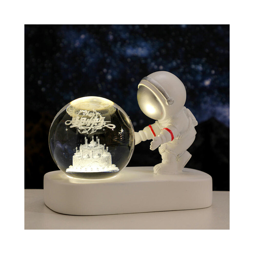 (Happy birthday to love astronauts (natural light)) Creative Astronaut's Night Lantern Crystal Ball Lights Light Desktop Small Locker Room Decoration