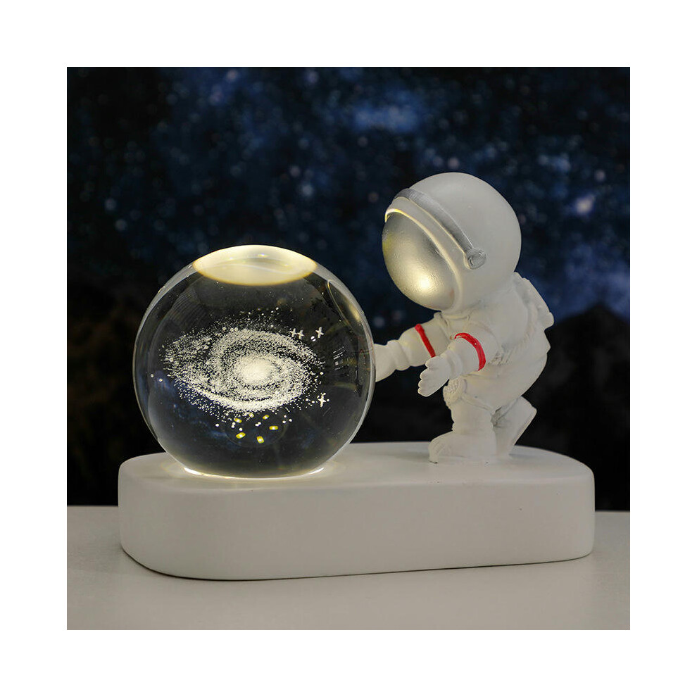 (Love Aerobician Galaxy (Natural Light)) Creative Astronaut's Night Lantern Crystal Ball Lights Light Desktop Small Locker Room Decoration Birthday Gi