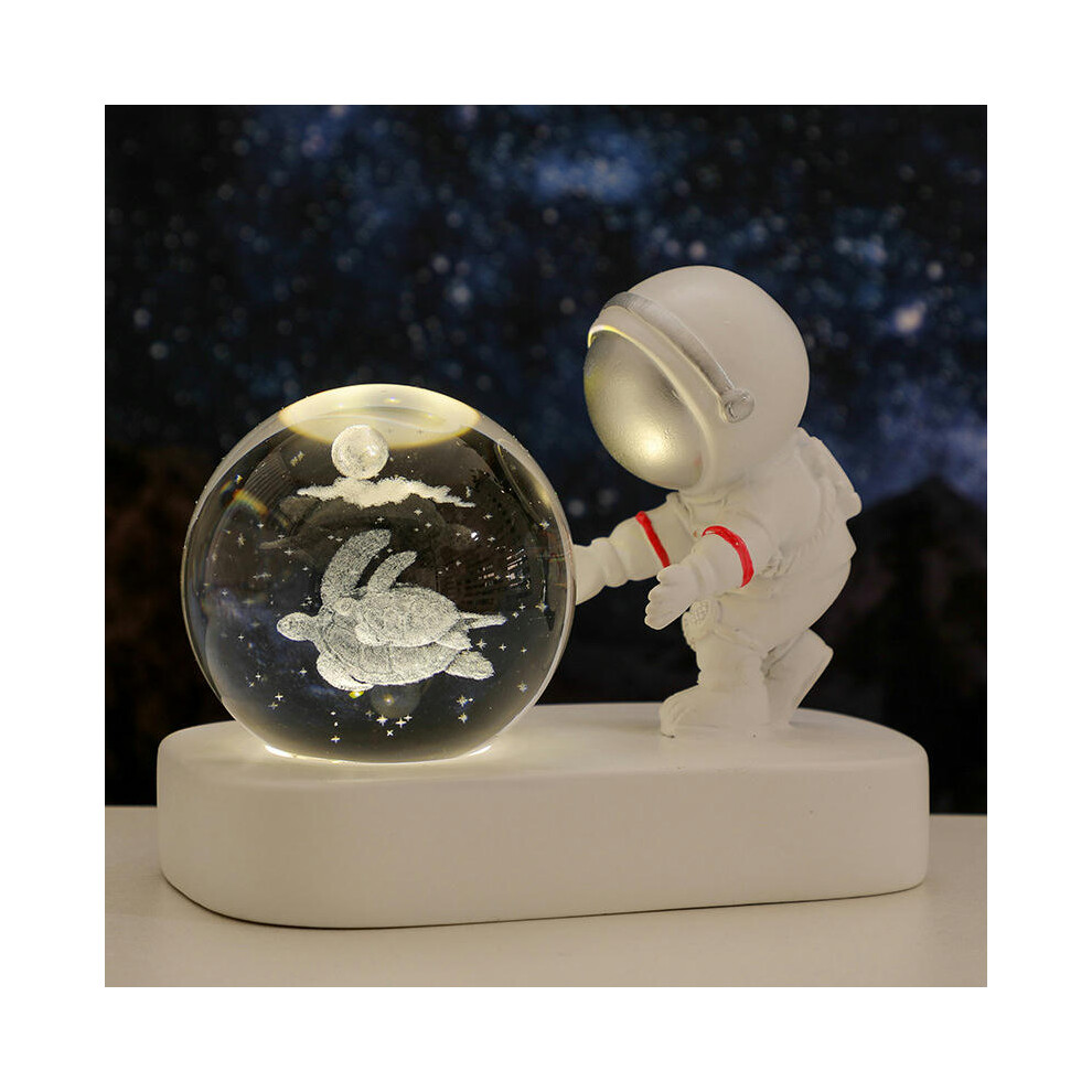 (Love Astronauts Turtle (Natural Light)) Creative Astronaut's Night Lantern Crystal Ball Lights Light Desktop Small Locker Room Decoration Birthday Gi