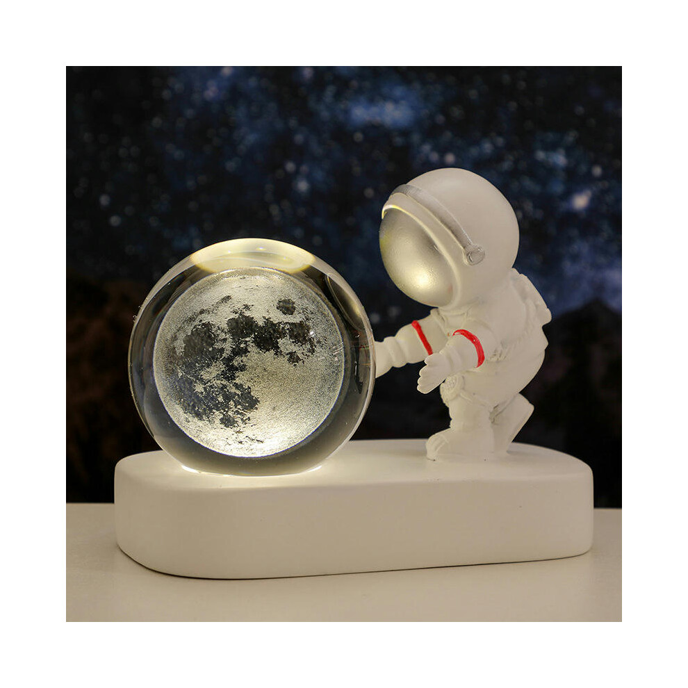 (Love Astronaut Moon (Natural Light)) Creative Astronaut's Night Lantern Crystal Ball Lights Light Desktop Small Locker Room Decoration Birthday Gift