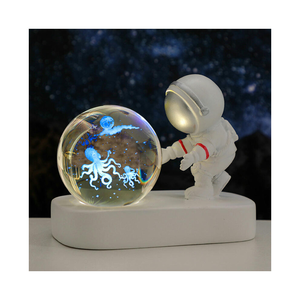 (Love astronaut Octopus (color light)) Creative Astronaut's Night Lantern Crystal Ball Lights Light Desktop Small Locker Room Decoration Birthday Gift