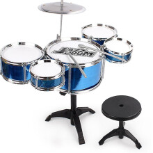 (Blue, Oversized Drum Set) Kids Jazz Drums Set For Toddlers Toughs Knock-resistant Drums Kit Detachable Drums Instrument