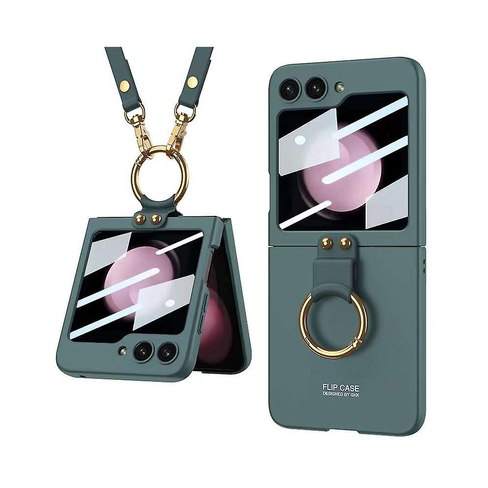 (Green) Crossbody Case For Samsung Galaxy Z Flip 5 With Lanyard, Galaxy Z Flip 5 Case With Built In Back Screen Protector Green 7669442601072