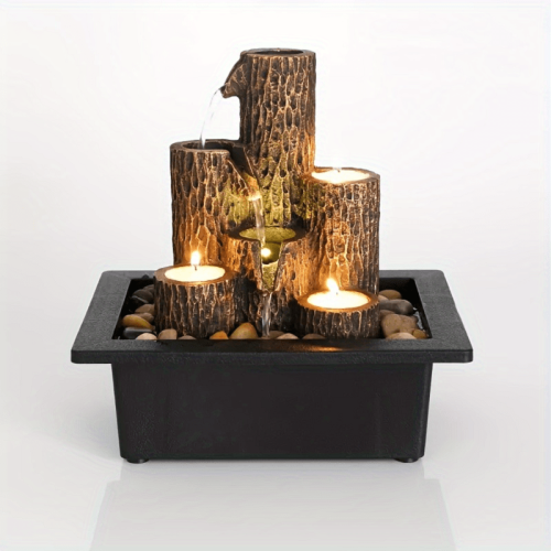 (Candle Waterfall) LED Lights With USB Powered Multifunction Indoor Water Fountain Candle Holders