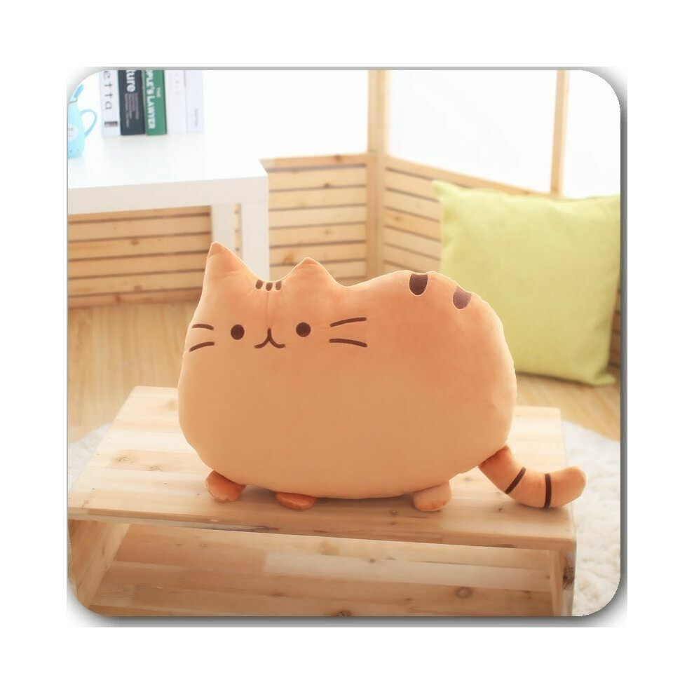 (Brown) Pusheen Cat Cartoon Cushion Plush Stuffed Throw Pillow Toy Doll Home XMAS Gifts