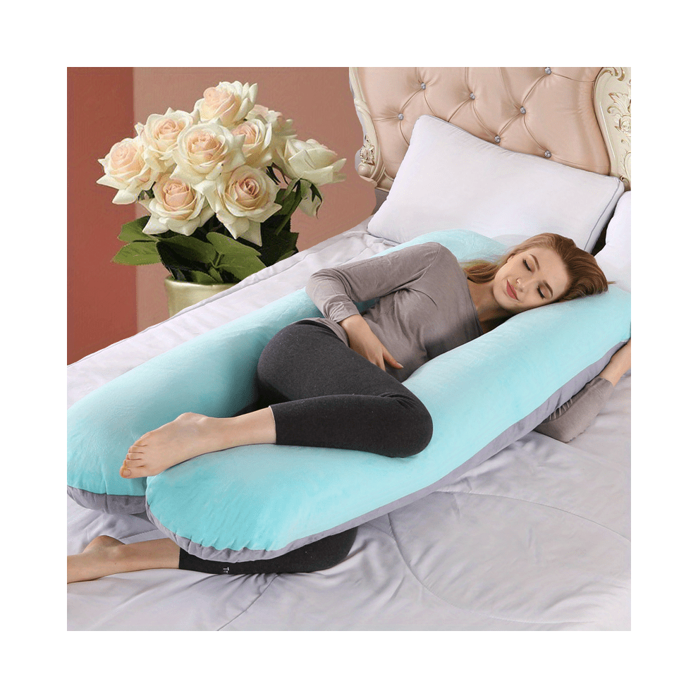 Skesrjtop (Light Blue) Ultimate Comfort For Expectant Mothers - U-Shaped Pillow Strap With Multifunctional