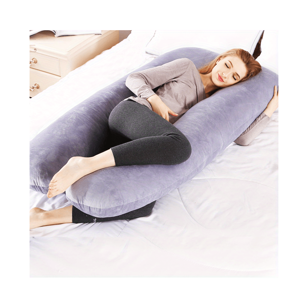 Skesrjtop (Crystal Velvet-Gray) Ultimate Comfort For Expectant Mothers - U-Shaped Pillow Strap With Multifunctional