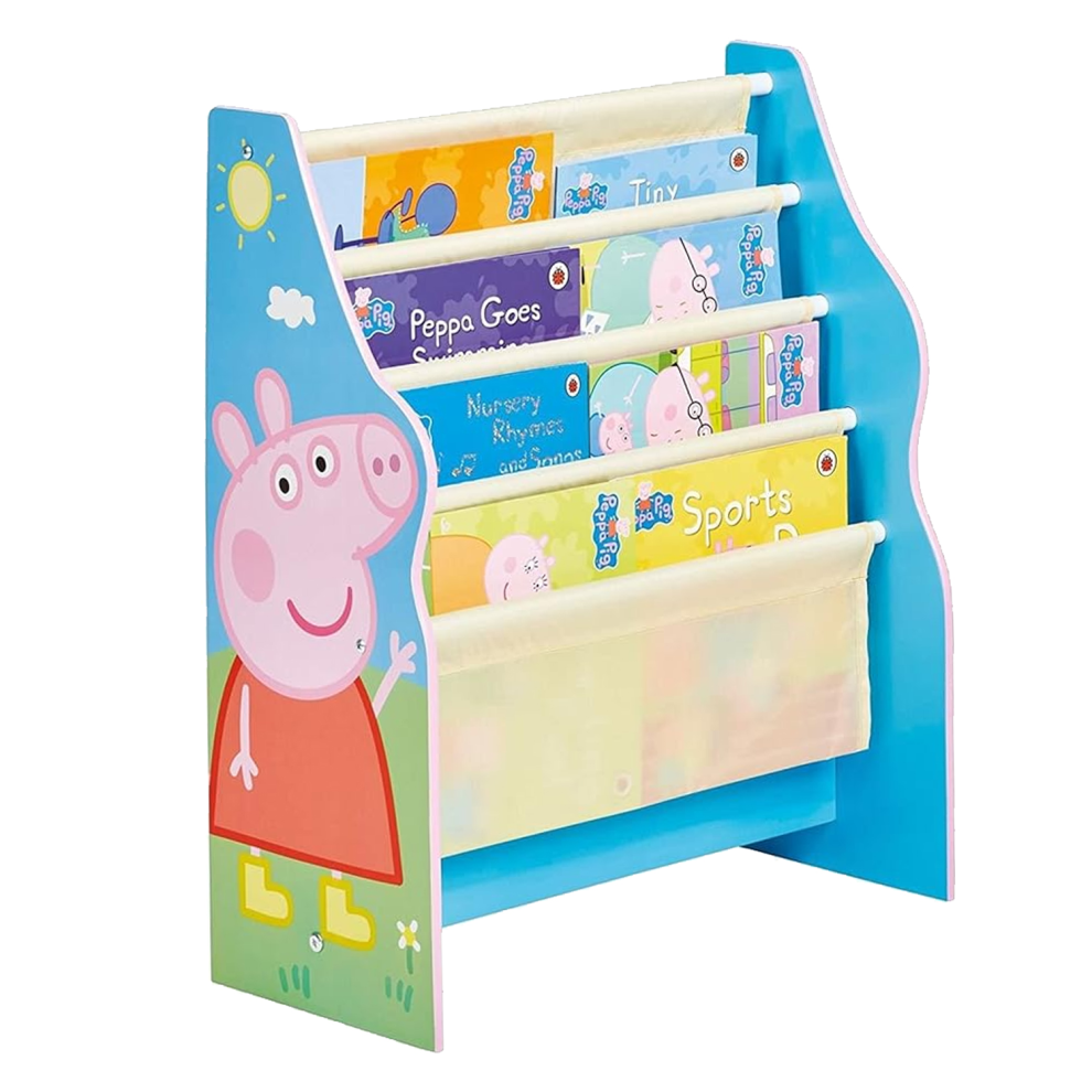 Peppa Pig Sling Bookcase Book Shelf Kids Bedroom Furniture Wooden Storage Rack