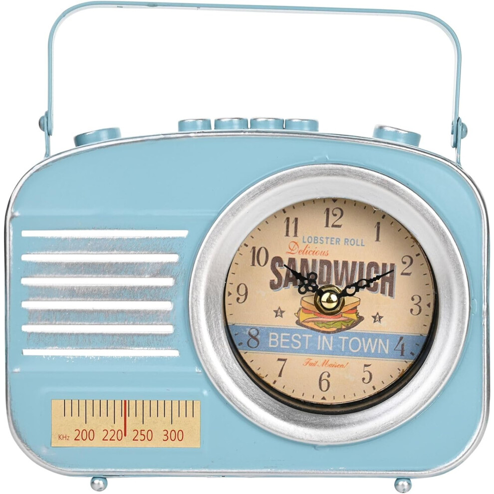 Widdop and Co Hometime Metal Mantel Clock - Retro Radio, W2951