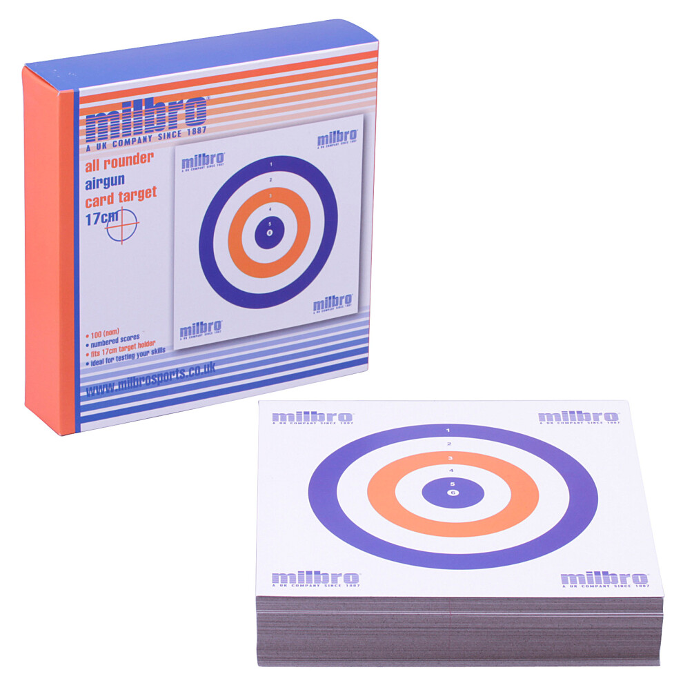 Milbro CARD 17cm Airgun Air Rifle Pistol Targets Hunting Practice Shooting 100