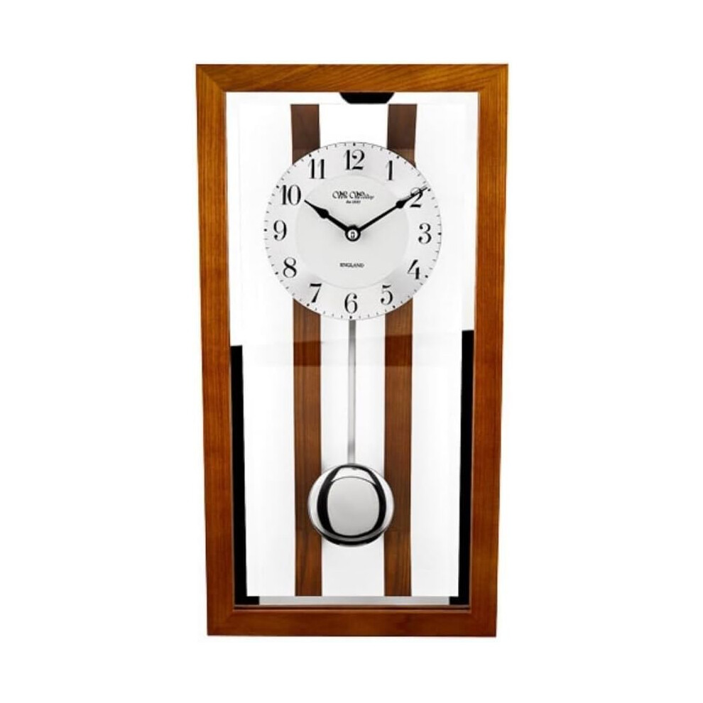 Oak Framed Glass Fronted Pendulum Wall Clock