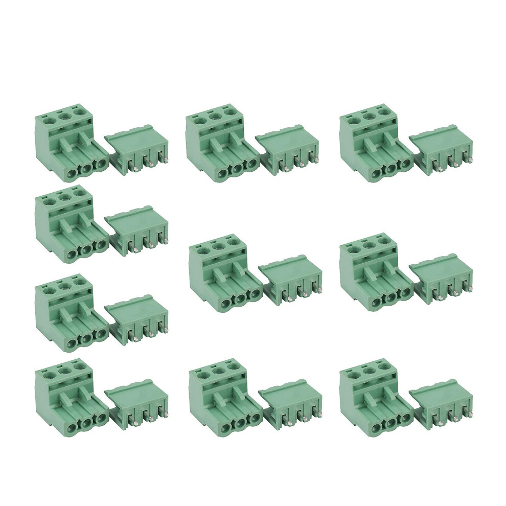 10Pcs 5.08Mm Pitch 3Pin Plug-In Screw Pcb Terminal Block Connector Right Angle 7669442627027