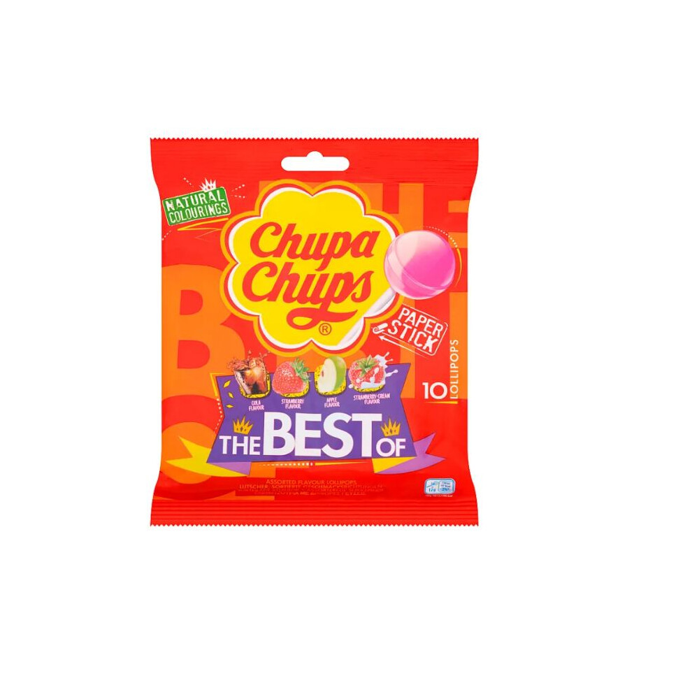 Chupa Chups The Best of 10 Assorted Flavour Lollipops, 120g ( 20 Pcs)