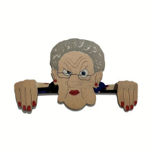 (Nosy Old Lady) 1pc Garden Fence Decoration, Old Man Face Funny Creative Props Art Decor