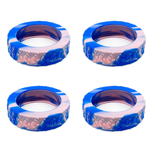 (Blue Mixed Pink) Texture Silicone Luggage Wheels Cover