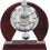 WIDDOP and Co. Modern Skeleton Mantel Clock with Pendulum. Red Wood Piano Finish 1