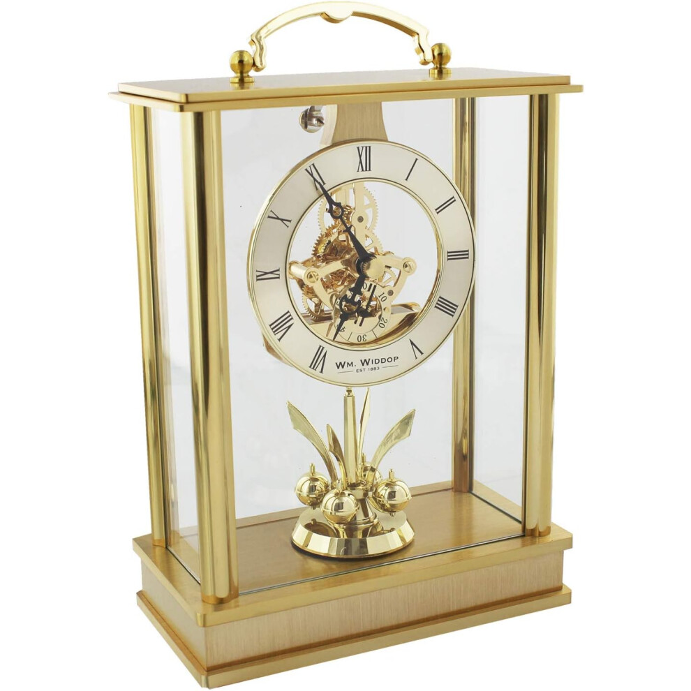 Gold Tone Skeleton Movement Pendulum Lantern Mantel Clock - W2013