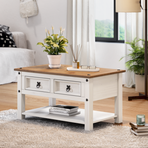 Mercers Furniture Corona White 2 Drawer Coffee Table
