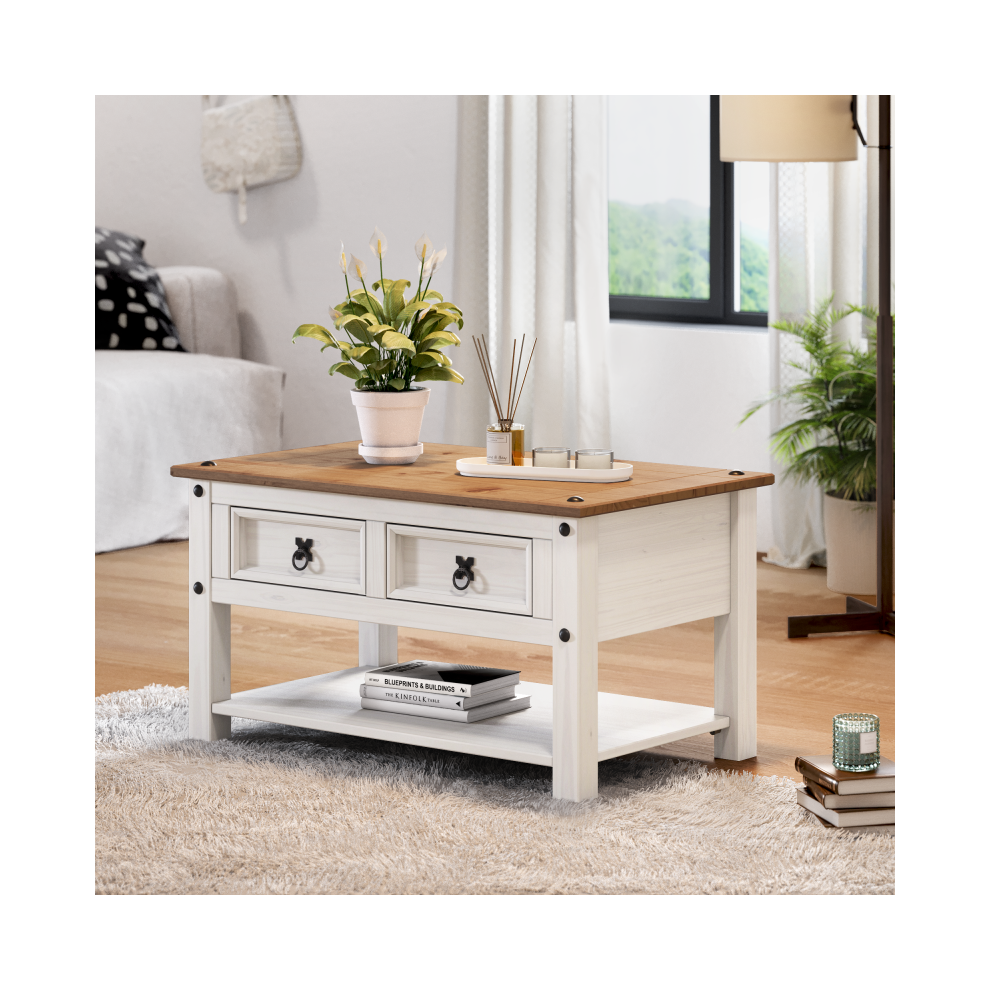 Corona White 2 Drawer Coffee Table