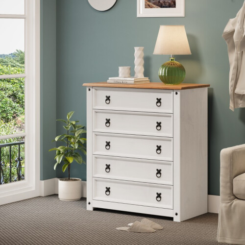 Mercers Furniture Corona White Small 5 Drawer Chest