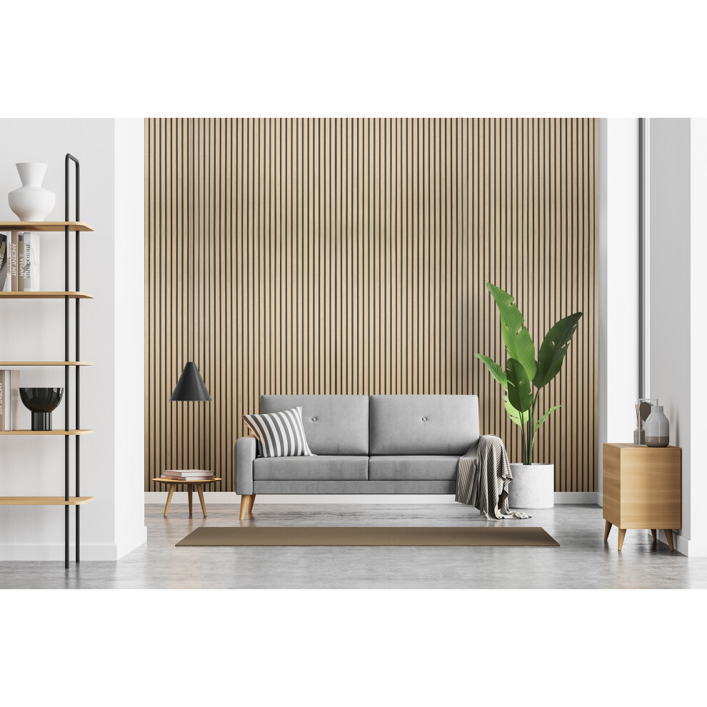 Fuse Acoustic Wooden Wall Panel in Natural Oak, 2.4m x 0.6m