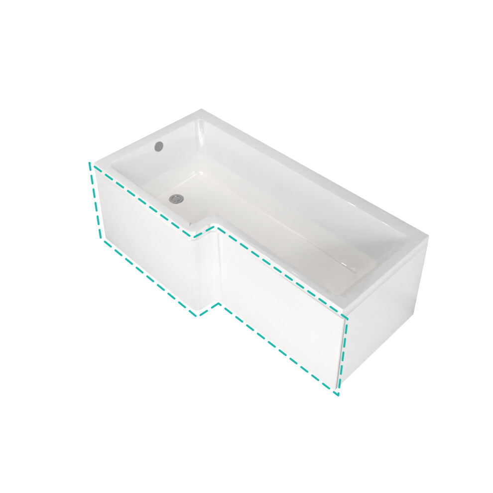 Nes Home 1700 x 850mm Square Left Hand L Shaped Shower Bath & Front Panel