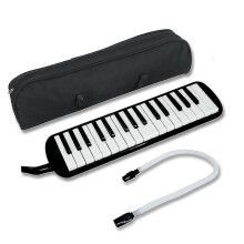 (Black) Melodica 32 Keys With Carrying Bag Mouthpieces Air Piano Keyboard Musical Instrument Sets For Music Kids Adults Beginners Gifts