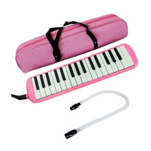 (Pink) Melodica 32 Keys With Carrying Bag Mouthpieces Air Piano Keyboard Musical Instrument Sets For Music Kids Adults Beginners Gifts