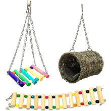 Hamster Toys, 3 Pack Ferret Toys Rat Cage Toys, Hanging Ladder Hammock Swing For Small Animals Rat Hamster Gerbil Degu Guinea Pig Squirrel Ferret Parr