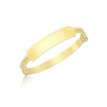 CARISSIMA Gold Children's 9 ct Yellow Gold ID Diamond Cut Extendable Baby Bangle of Length 3.6-5 cm