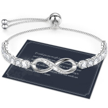 J.F?e Infinity Bracelet for Women Silver Bracelet for Women 925 Bracelets for Womens Sterling Silver Bracelet,Adjustable Bracelet Ladies Bracelets 4MM