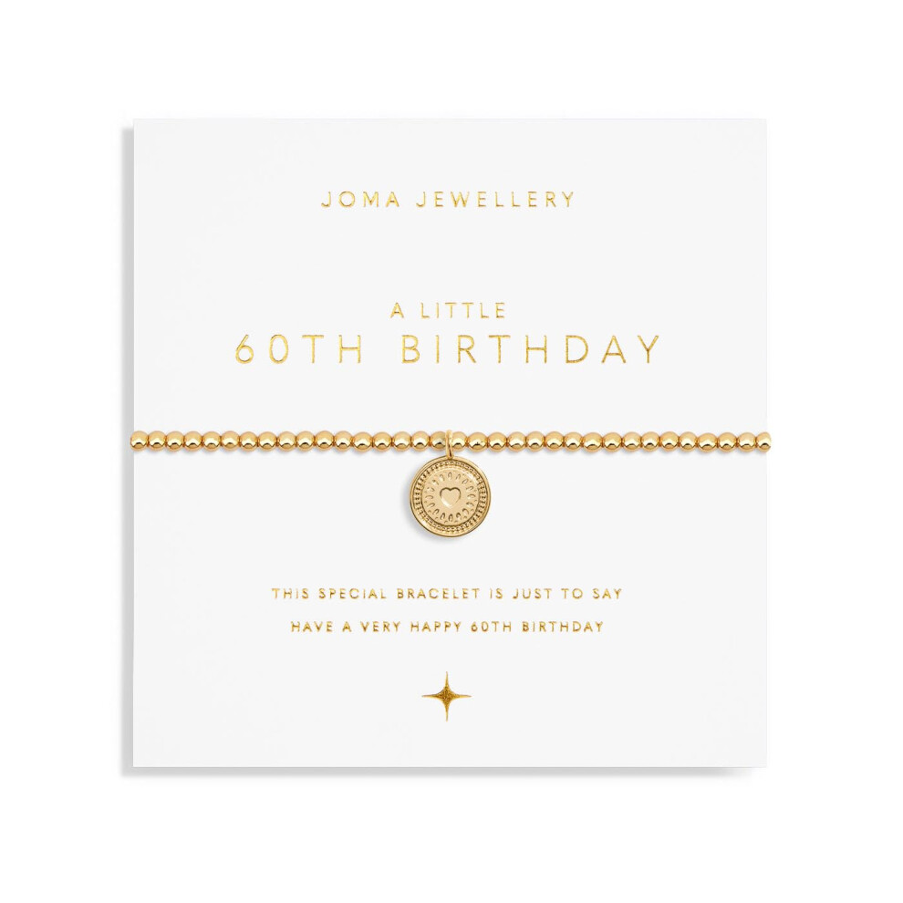 Joma Jewellery A LITTLE MILESTONE BIRTHDAY Gold Plated Bracelet in 17.5 cm stretch (60th)