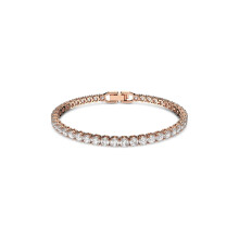 Swarovski Tennis Deluxe bracelet, Round cut crystals, White, Rose-gold tone plated