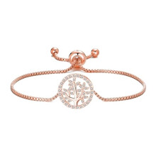Philip Jones Rose Gold Plated Tree of Life Bracelet Created with Zircondia? Crystals