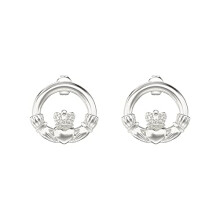 Aeon Jewellery Claddagh Earrings - Irish Celtic Jewellery | 925 Sterling Silver | Gift Box & Polishing Cloth Included | Studs For Friendship & Loyalty