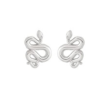 All We Are White Snake Stud Earring (Silver Tone)