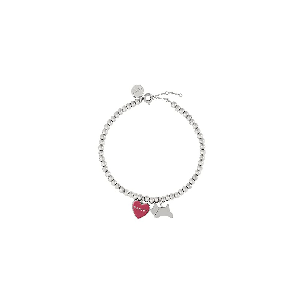 Radley Ladies Silver Plated Friendship Bracelet with Jumping Dog and Pink Enamel Heart RYJ3163S