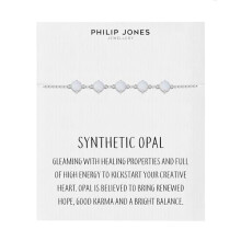 Philip Jones Synthetic White Opal Gemstone Bracelet with Quote Card
