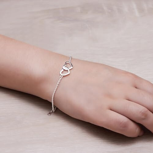 Philip Jones Jewellery Philip Jones Sterling Silver Heart Link Bracelet 1