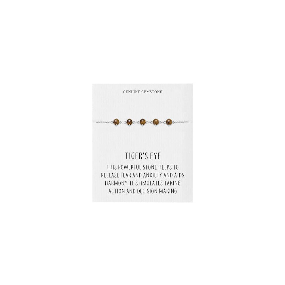 Philip Jones Jewellery Philip Jones Tiger's Eye Gemstone Bracelet With Quote Card